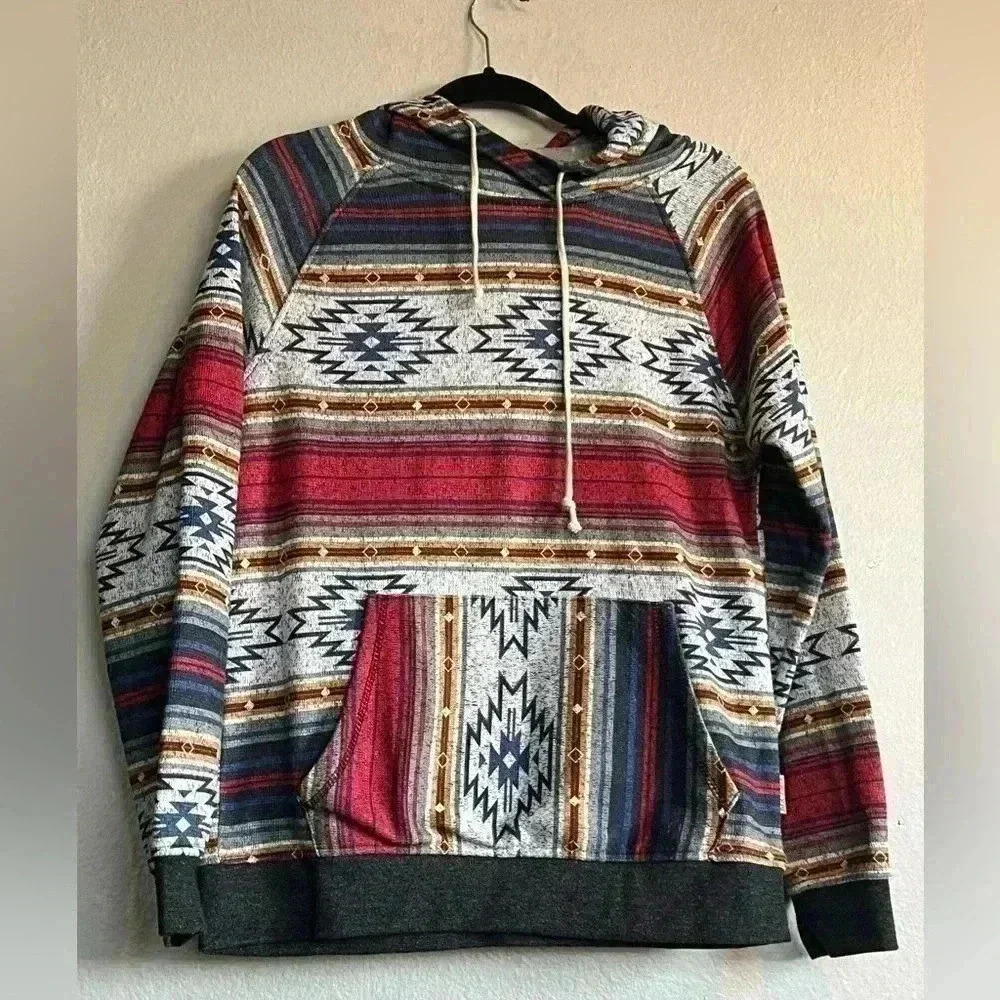 BKLYN SURF Hoodie, Unisex, Size S Southwestern Pattern, Tie Hoodie - Picture 3 of 4